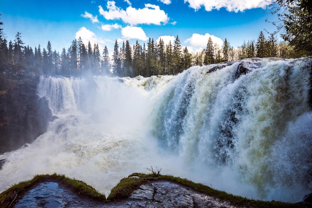 Ristafallet waterfall in the western part of Jamtland is listed as one of the most beautiful waterfalls in Sweden.