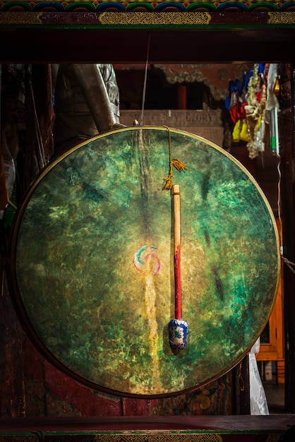 Ritual drum in Hemis monastery, Ladakh, India