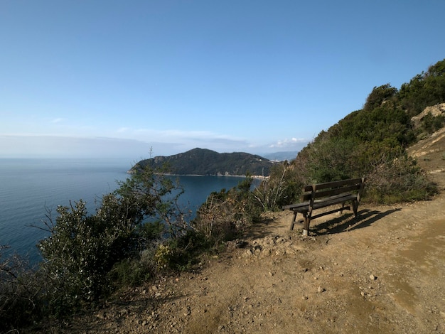 Riva trigoso Sestri Levante Aerial view from bench