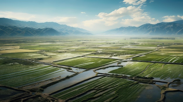 Photo river alluvial plains landscape