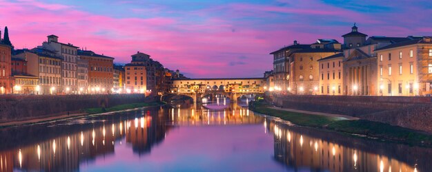 River Arno and Ponte Vecchio in Florence Italy