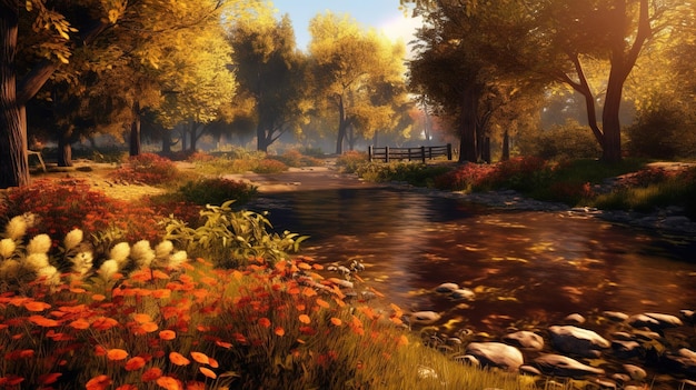 A river in the autumn forest