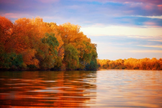 The river in autumn Soft focus artistic processing