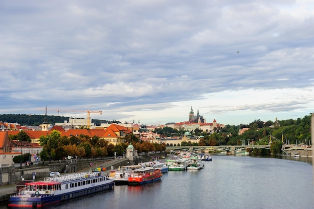 River boat on Vltava Prague Czech Republic