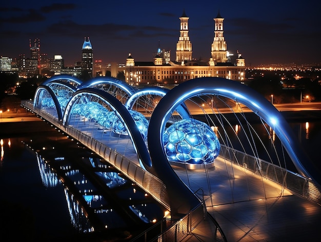 River City Horizon Omaha Nebraska Skyline with Bob Kerry Pedestrian Bridge