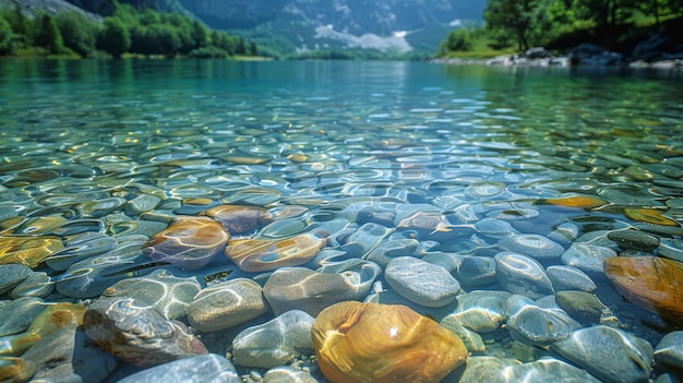 River Filled With Rocks Next to Forest