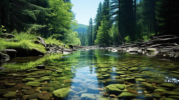森を流れる川