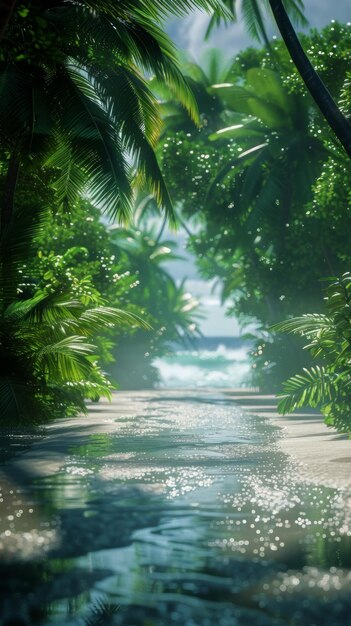 A River Flowing Through a Lush Green Forest