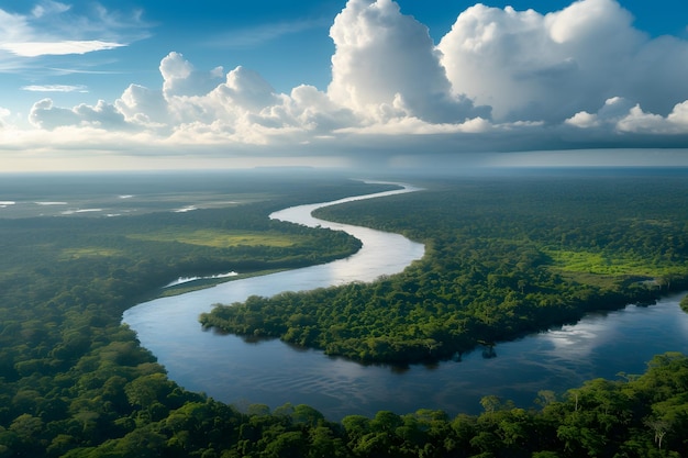 River Flowing Through Lush Green Forest