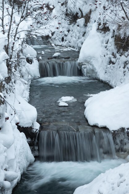 River flowing through snow