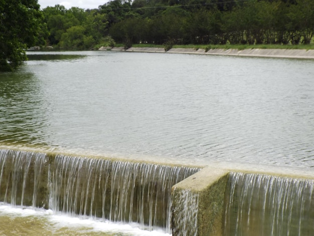 Foto un fiume che scorre tra gli alberi