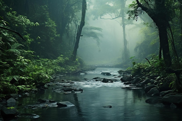 river in the forest Generative Ai