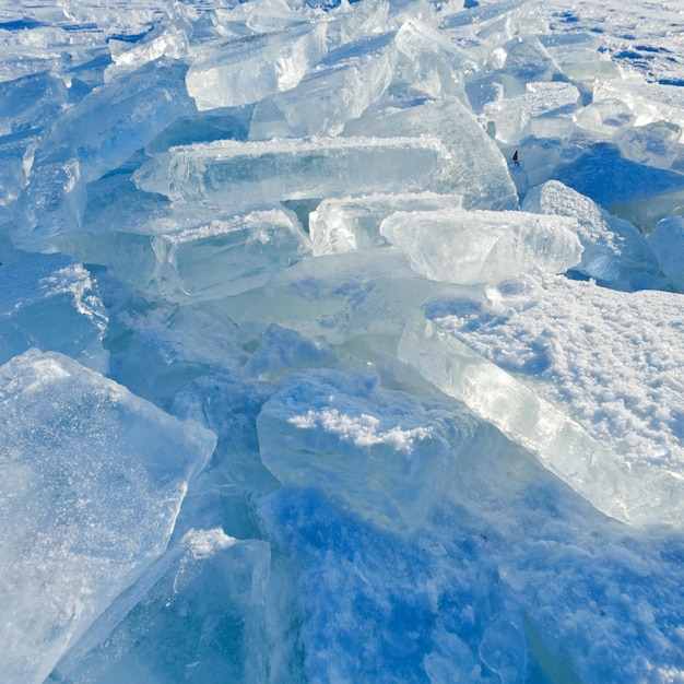 寒い冬の日の川の氷