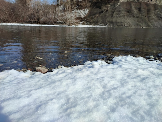 river ice. river in winter. winter creek. river in winter.