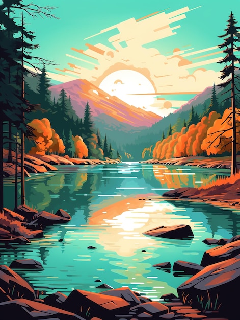 River illustration lofi