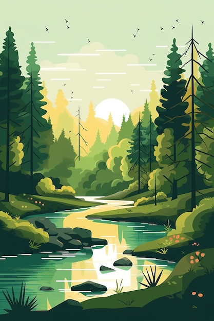 River illustration lofi