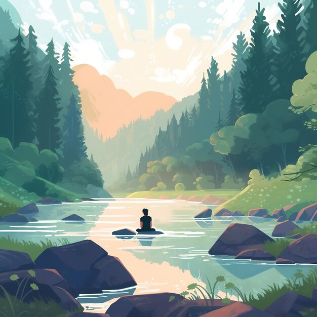 River illustration lofi