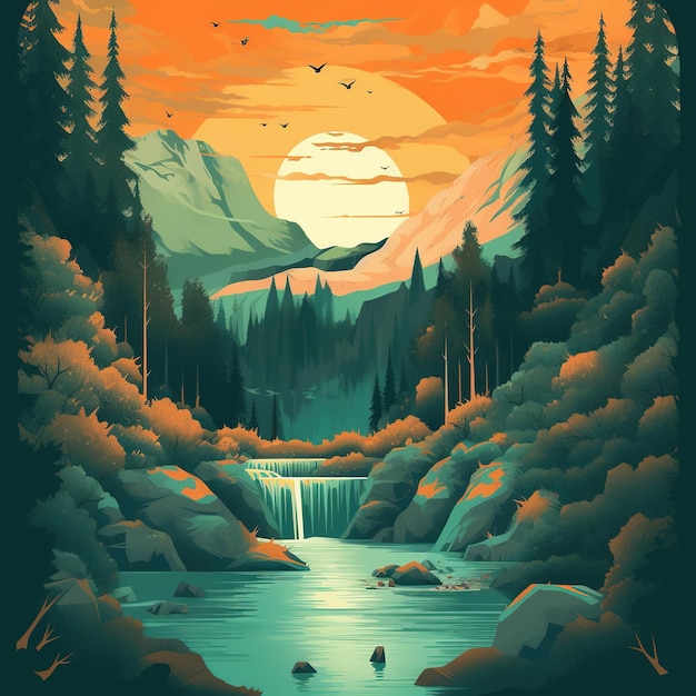 River illustration lofi