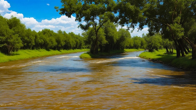 Foto il fiume all'interno del villaggio