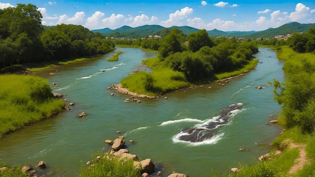 Foto il fiume all'interno del villaggio