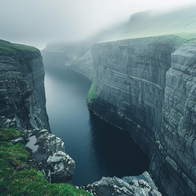 a river is flowing through a mountain side