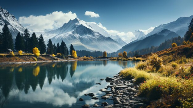 Photo river landscape mountains