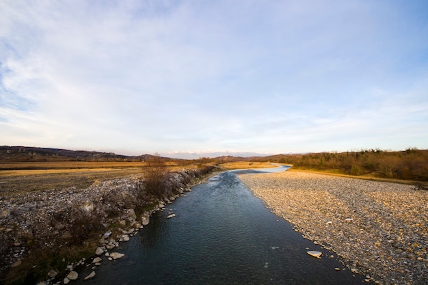 Photo river landscape and view, daylight and outdoor, nature in georgia