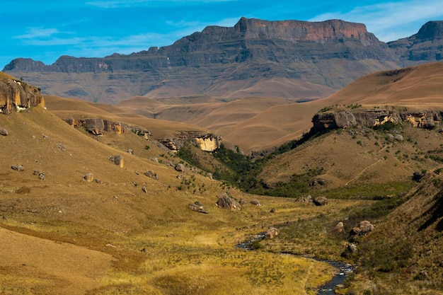 River meandering down a valley