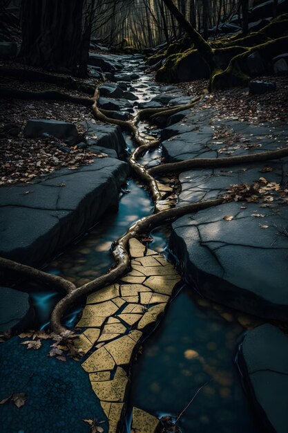 Foto fiume nel mezzo della foresta