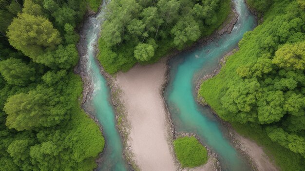 A river in the middle of a forest