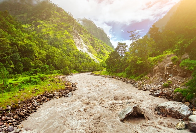 River and mountains in Nepal