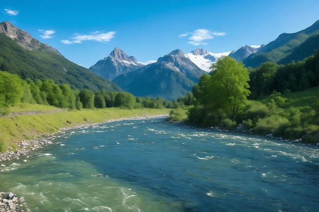 Photo river between mountains