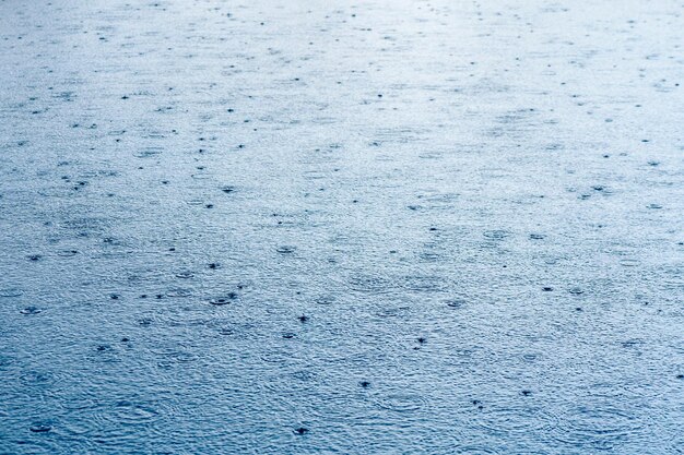 River in the rain Water surface during a downpour