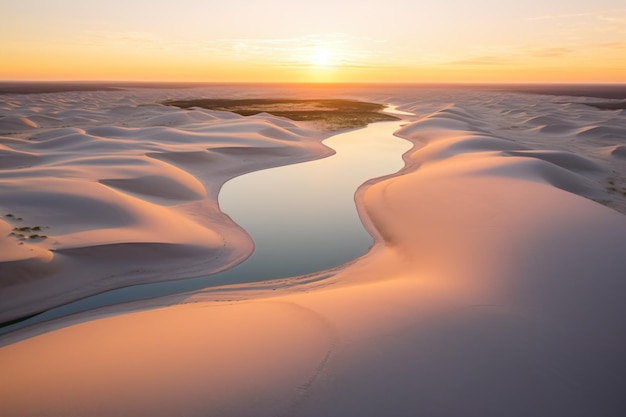a river running through a sandy desert area