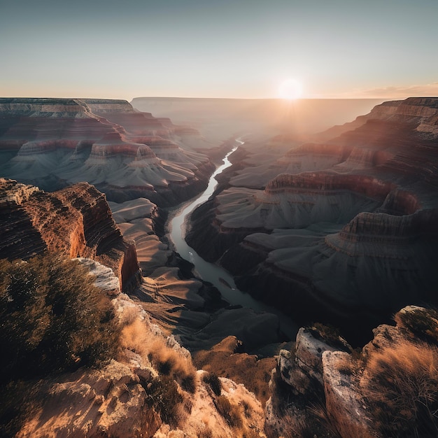 A river runs through the grand canyon.