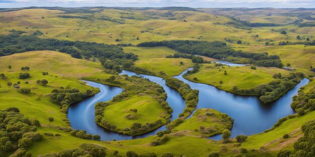 A river runs through the hills of the san diego river valley.