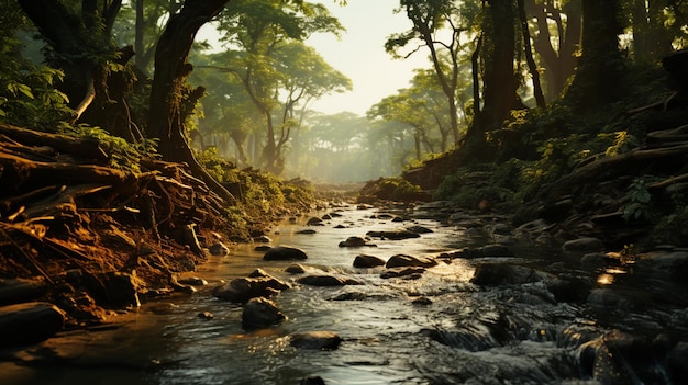 A river runs through the sundarban jungle