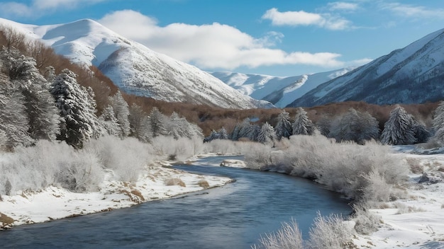 River in snowy mountains