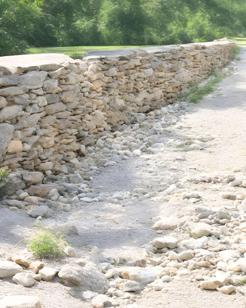 Photo river stone wall ai generated