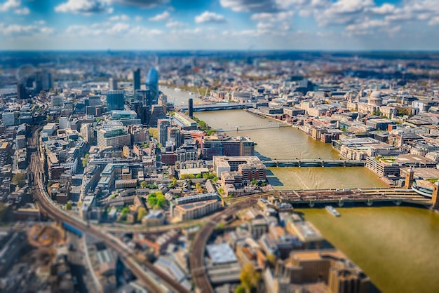 River Thames and city skyline of London England UK