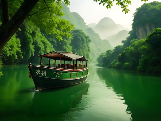 River travel morning scenic asian green Nature