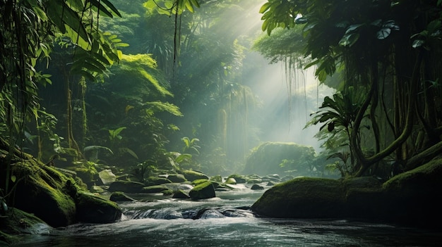 熱帯ジャングルの川 ナチュラル・ブス