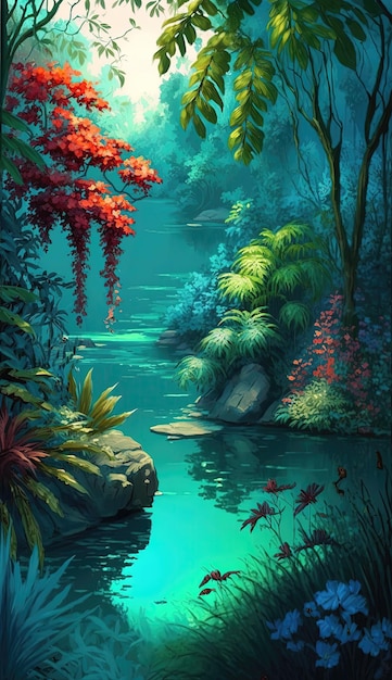 Photo a river in a tropical jungle