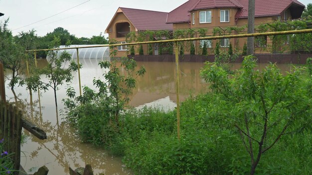 River water overflows due to heavy rain houses are damaged due to floods