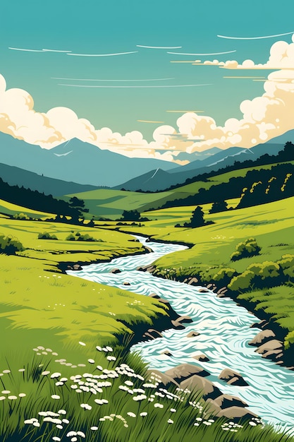 River winding through a meadow