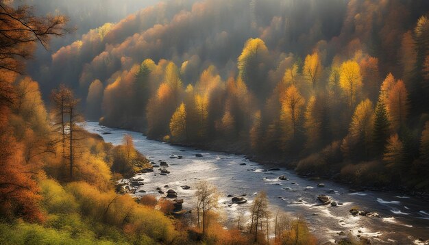 a river with a forest in the background