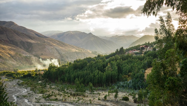 river with nearby forest and mountains