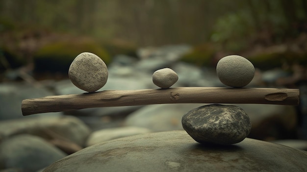 Photo a river with rocks on it and a river with a river in the background.