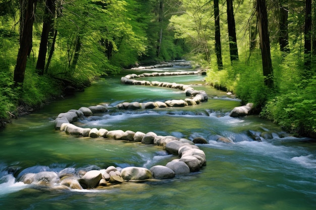 Река с камнями в воде