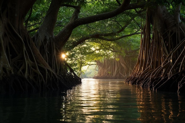 a river with a tree that has the name " on it.